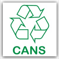 1 x Cans Recycling Bin Self Adhesive Sticker-Recycle Logo Sign-Environment Label